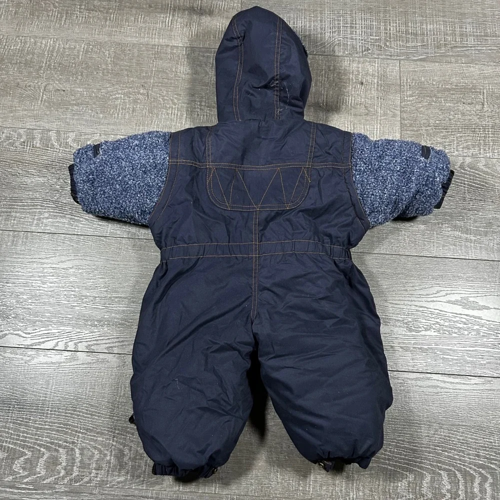 VTG Giacca Young Gallery Baby Snowsuit BuntingNavy Blue 12 Months Mittens Hooded